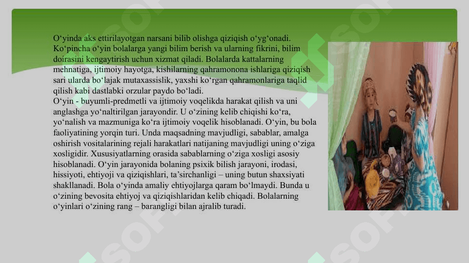 O'yin bola faoliyatining asosiy turi sifatida 4