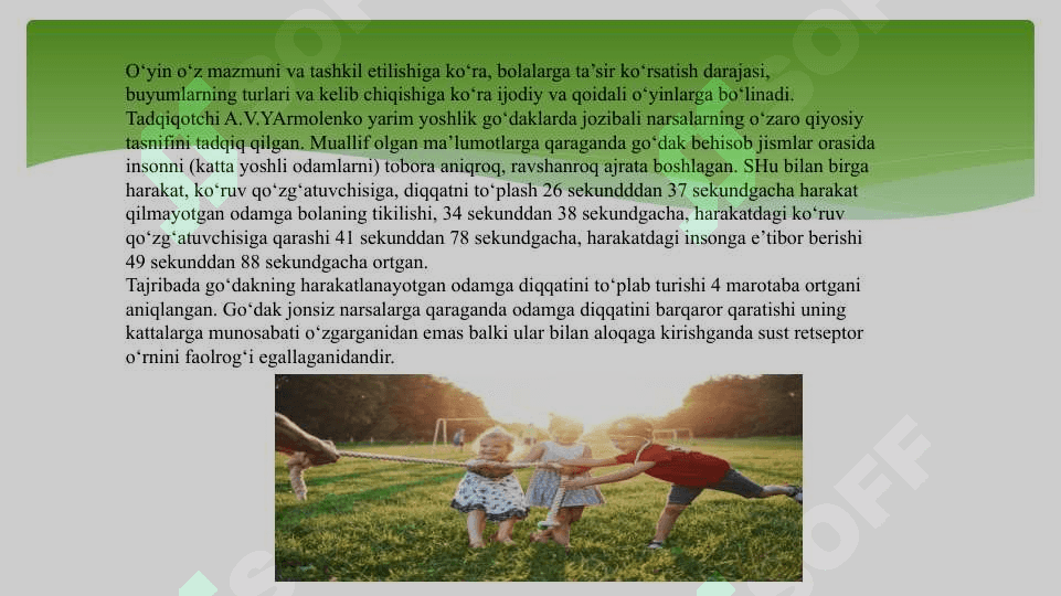 O'yin bola faoliyatining asosiy turi sifatida 5