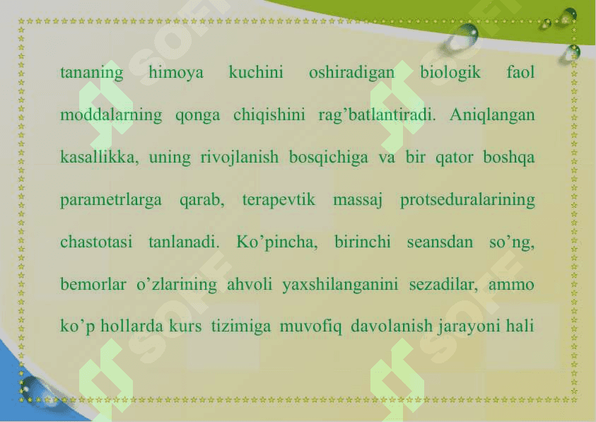 TERAPEVTIK  BEMORLARNI PARVARISH QILISH. DAVOLASH MUASSASALARINI ISHINI TASHKIL ETISH 4
