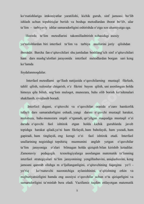 matematika darslarida asosiy meqdorlarni interfaol usullar yordamida o'rgatish 5