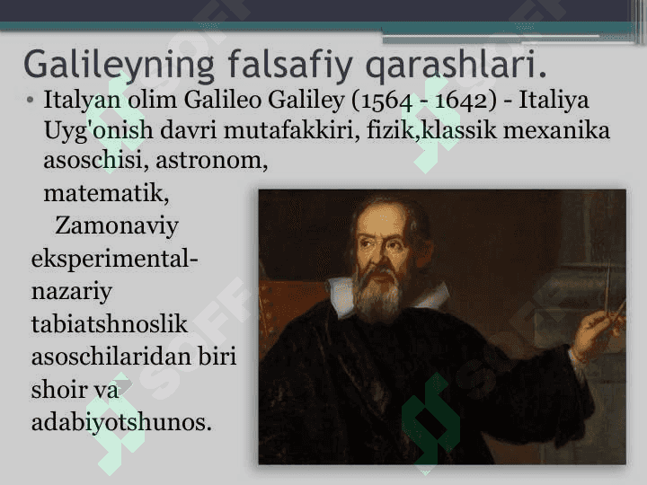 Galileyning falsafiy qarashlari. 2