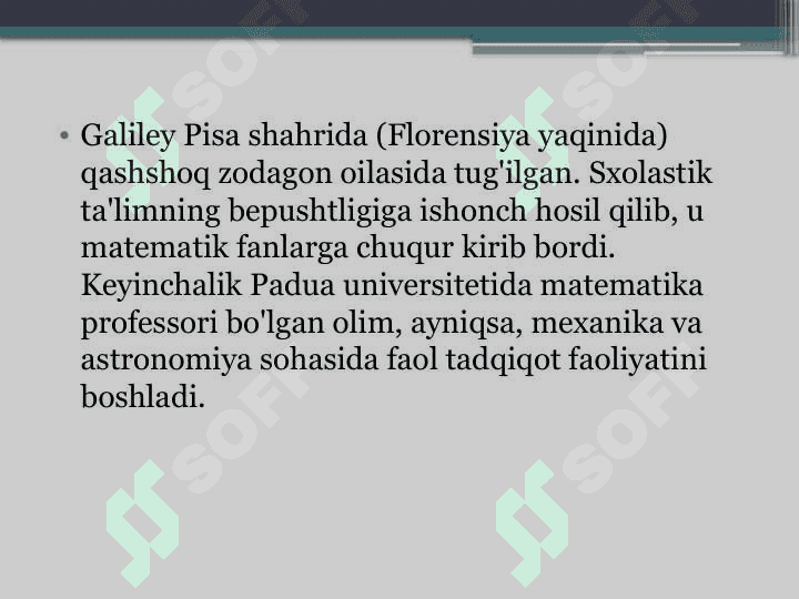 Galileyning falsafiy qarashlari. 4