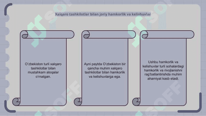 O’zbekistonning xalqaro tashkilotlar bilan aloqalari.pptx 5