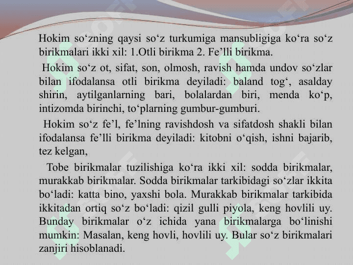 SO‘Z BIRIKMASI SINTAKSISI 4