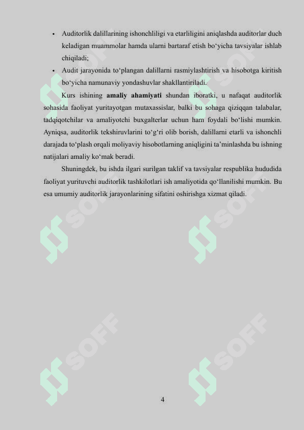 Auditorlik dalillar va ularni olish usullari. kurs ishi 4