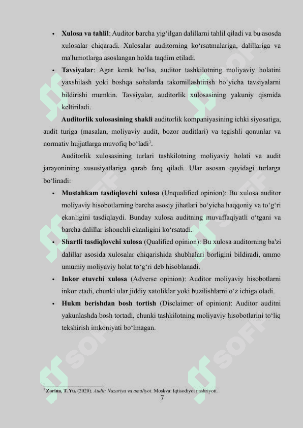 Auditorlik dalillar va ularni olish usullari. kurs ishi 7