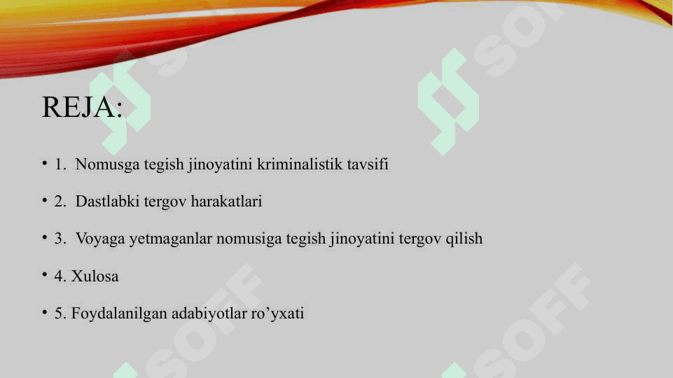 Nomusga tegish jinoyatini tergov qilish 2