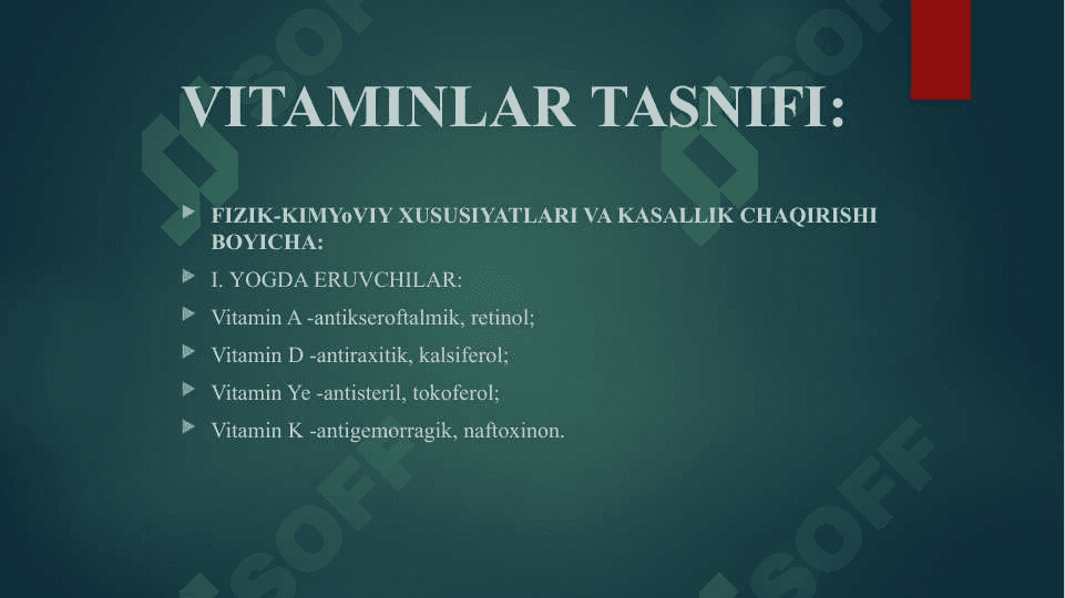 VITAMINLAR  KLINIK  FARMAKALOGIYASI 2
