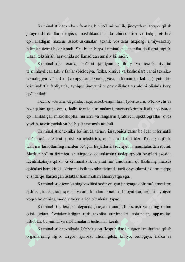 Kriminalistik texnikaning umumiy qoidalari 2