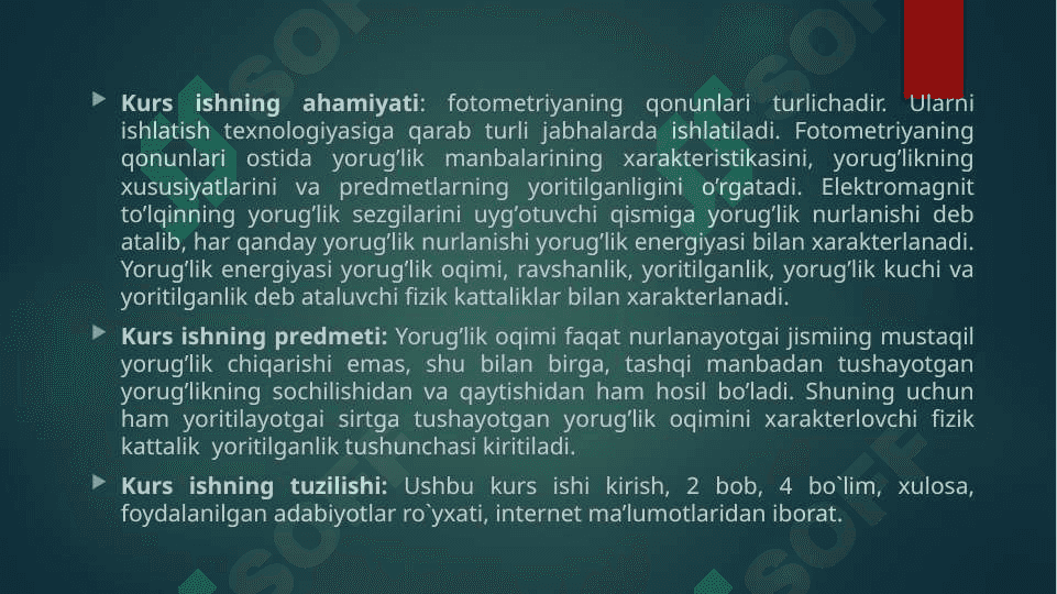 FOTOMETRIYA ASOSLARI . FOTOMETR 4