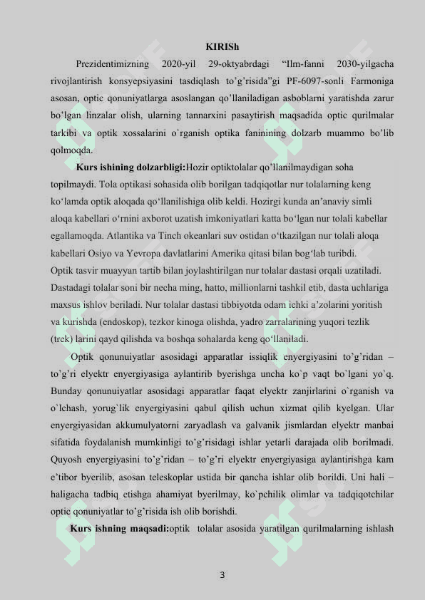 TOLALI OPTIKA . Kurs ishi Optika fani uchun 3