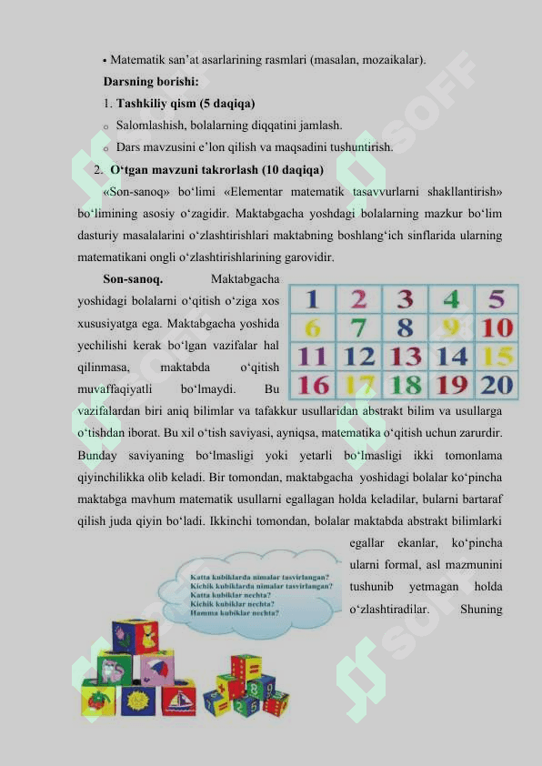 San’at va konstruktsiyalar orqali sonlar tizimini o‘rganish 2