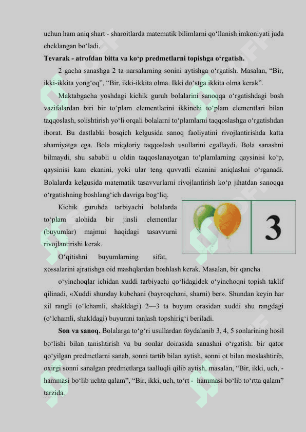 San’at va konstruktsiyalar orqali sonlar tizimini o‘rganish 3