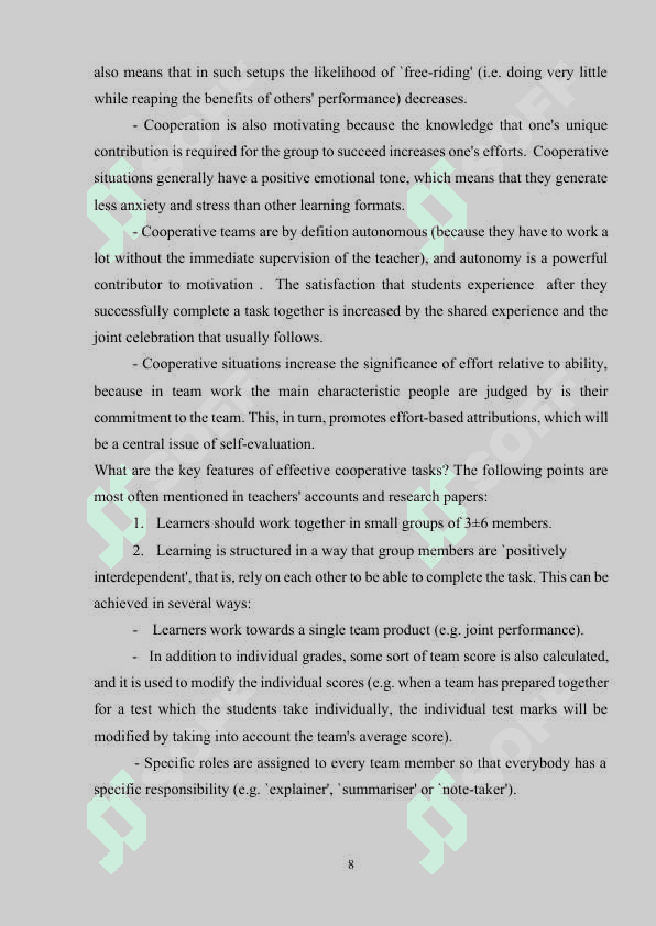 Developing cooperative learning in EFL 8