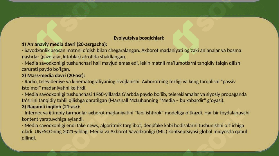 Mediasavodxonlik va axborot madaniyati fanining tarixiy evolutsiyasi 5