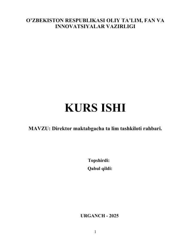Direktor maktabgacha ta lim tashkiloti rahbari