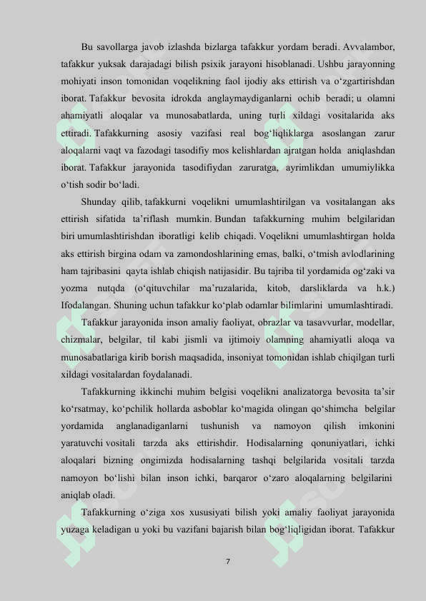 TAFAKKURNI RIVOJLANISH BOSQICHLARI 6