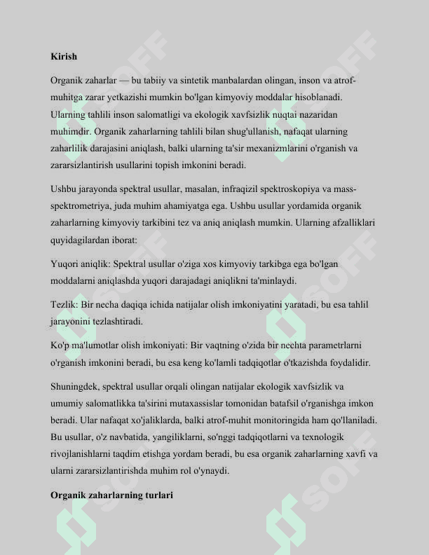 Organik zaharlarning tahlilida spektral usullarni qo`llash 2