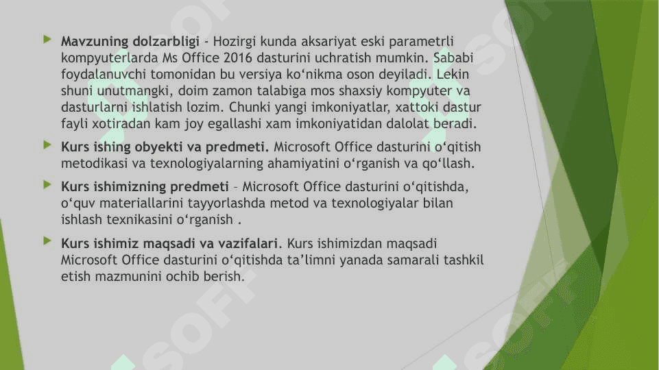 Microsoft Office dasturini o’qitish metodikasi 4