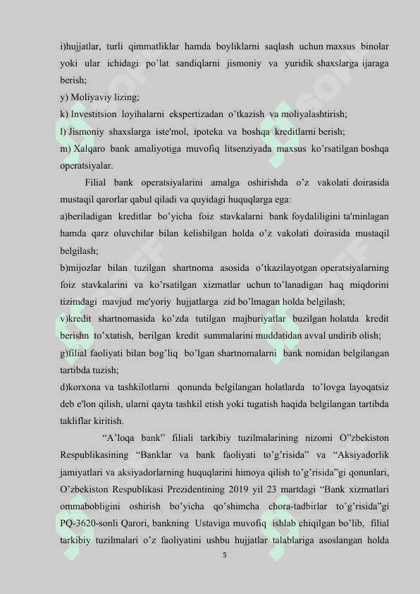 A'loqa bank amaliyot hisoboti termiz shahri 5
