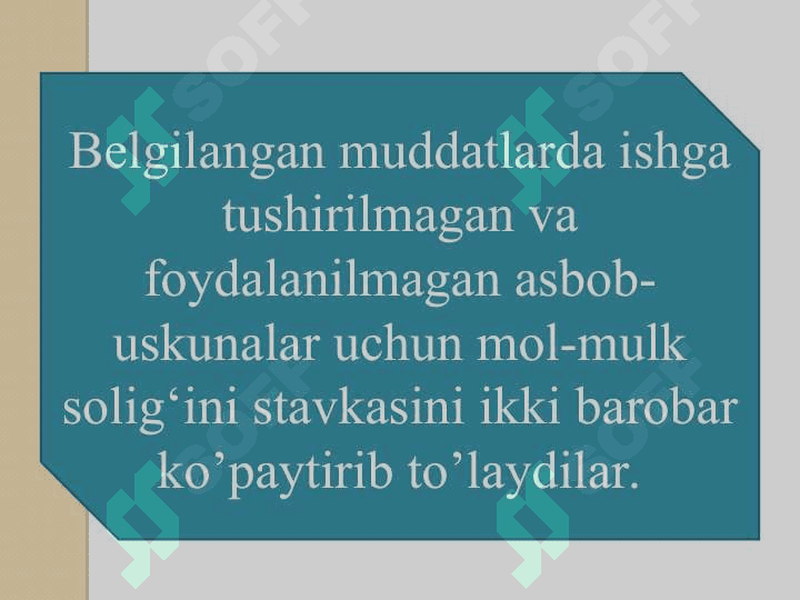 YURIDIK VA JISMONIY SHAXSLARDAN OLINADIGAN MOL-MULK SOLIG‘I 6
