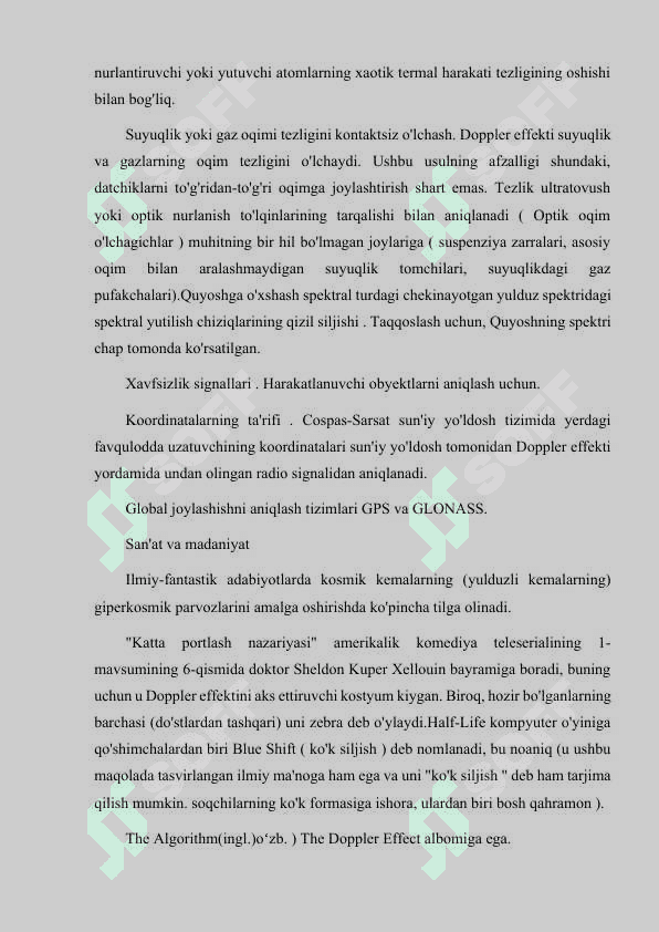 DOPLER EFFEKTI VA UNING QO’LLANILISHI 7