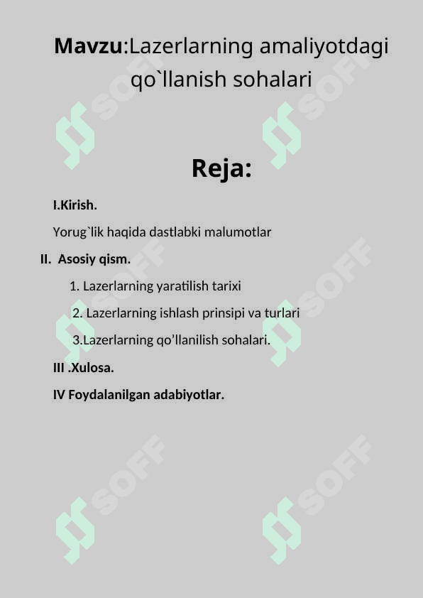 Lazerlarni amaliyotda qollanish sohalari 2