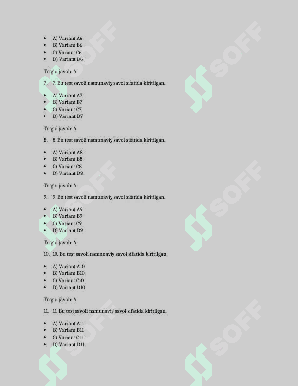 O‘zbekiston davlat mustaqilligining qo‘lga kiritilishi bo‘yicha test savollari 2