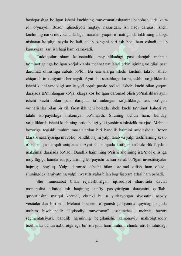 Ishchi kuchi, uning bandligi va ishsizlik 6