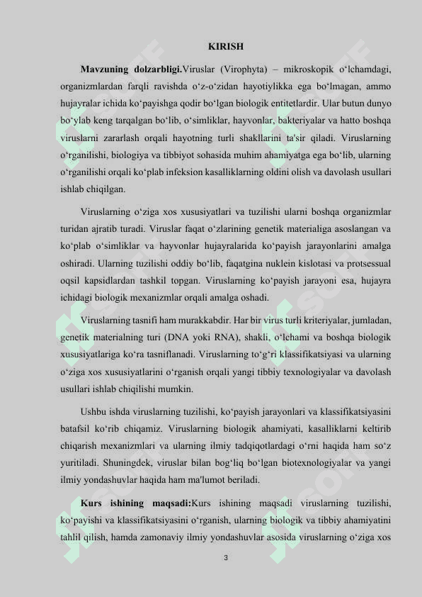 VIRUSLAR (VIROPHYTA) TUZILISHI, KO‘PAYISHI VA KLASSIFIKASIYASI 3