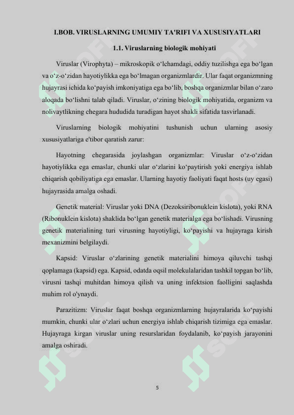 VIRUSLAR (VIROPHYTA) TUZILISHI, KO‘PAYISHI VA KLASSIFIKASIYASI 5