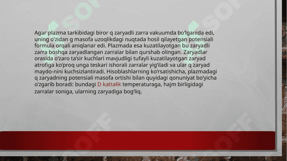 Plazma xossalarini va tavsiflarini o’rganish 6