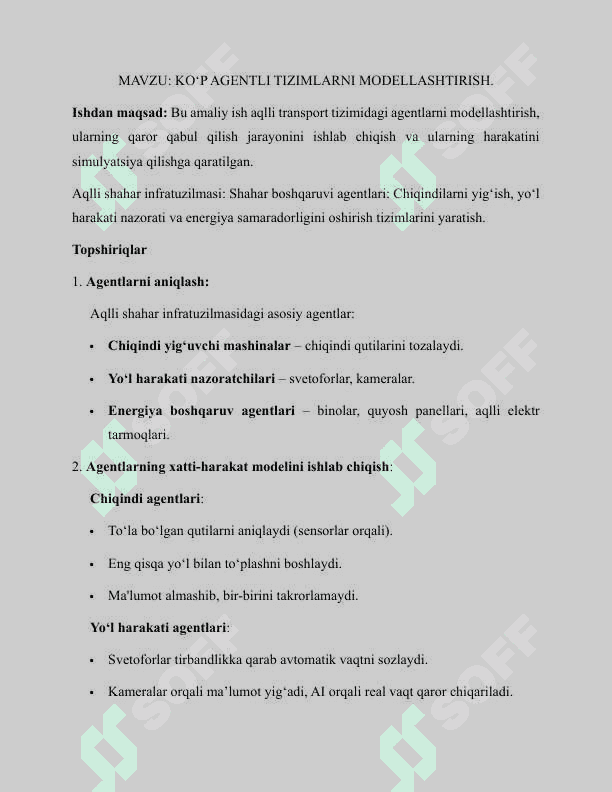 Ko‘p agentli tizimlarni modellashtirish 2