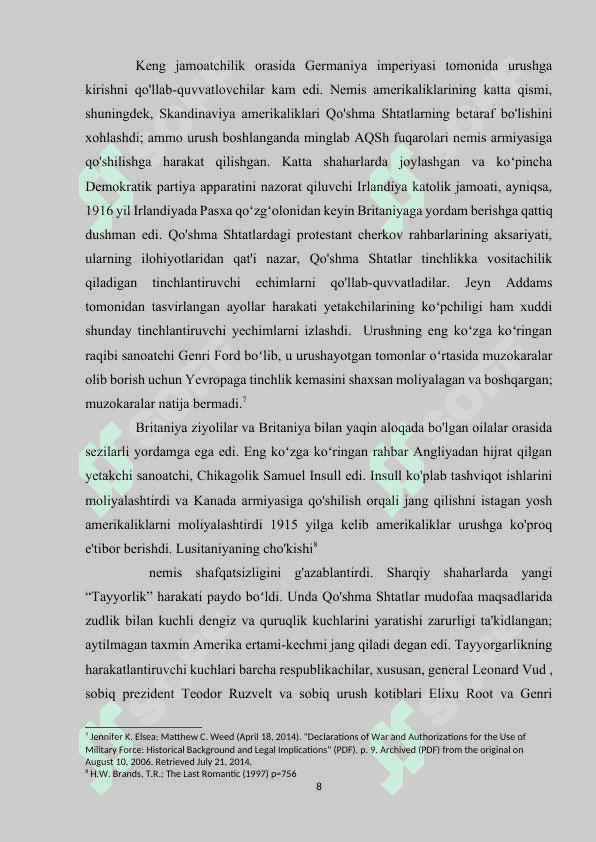 AQSH BIRINCHI JAHON URUSHI YILLARIDA 8