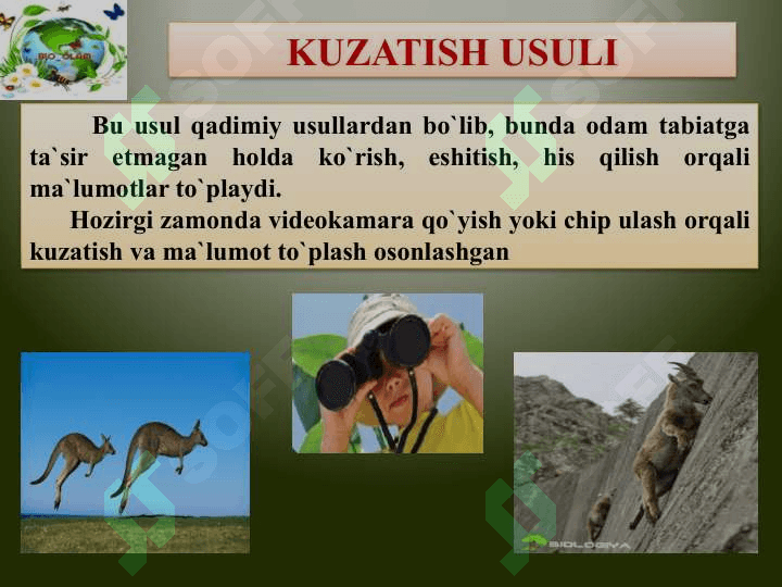 “BIOLOGIYANI O`RGANISH USULLARI 3