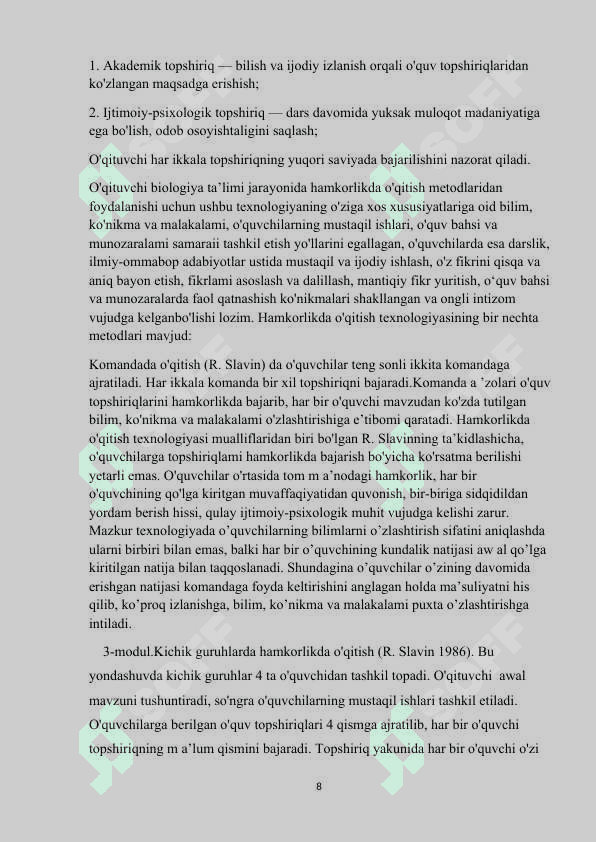 Hamkorlikda o’qitish metodikasi 8
