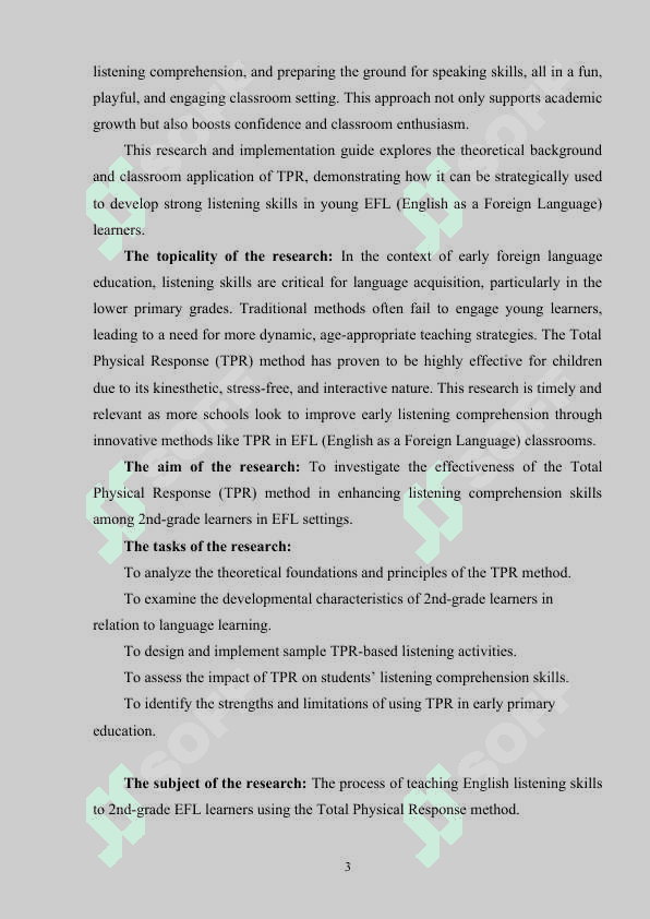 THE USE OF TOTAL PHYSICAL RESPONSE IN TEACHING LISTENING SKILLS TO 2ND GRADERS 3