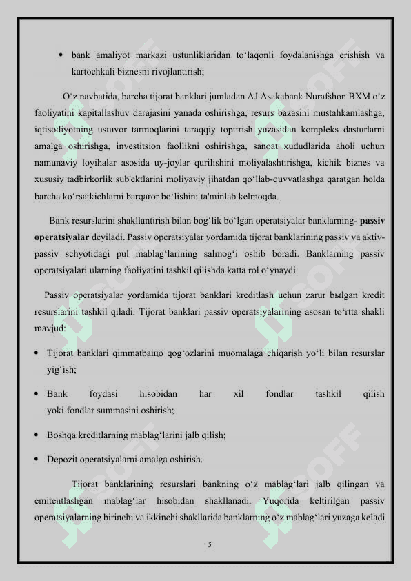 Asakabank amaliyot hujjati 5 kurs 5