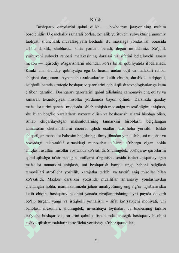 BOSHQARUV HISOBINING USLUBI VA USULLARI 2