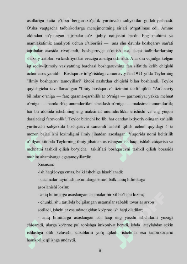 BOSHQARUV HISOBINING USLUBI VA USULLARI 8