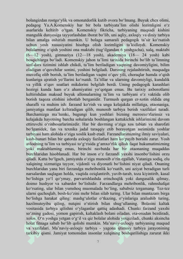 “BOSHLANG‘ICH SINFLARDA AXLOQIY TARBIYANI TASHKIL ETISHDA ERTAKLARNING O‘RNI ” 7