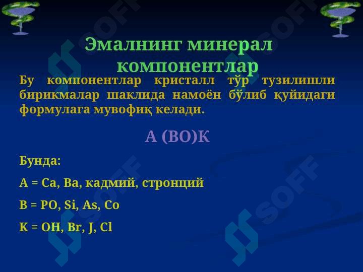Тиш қаттиқ ва юмшоқ  тўқимаси биокимёси 7