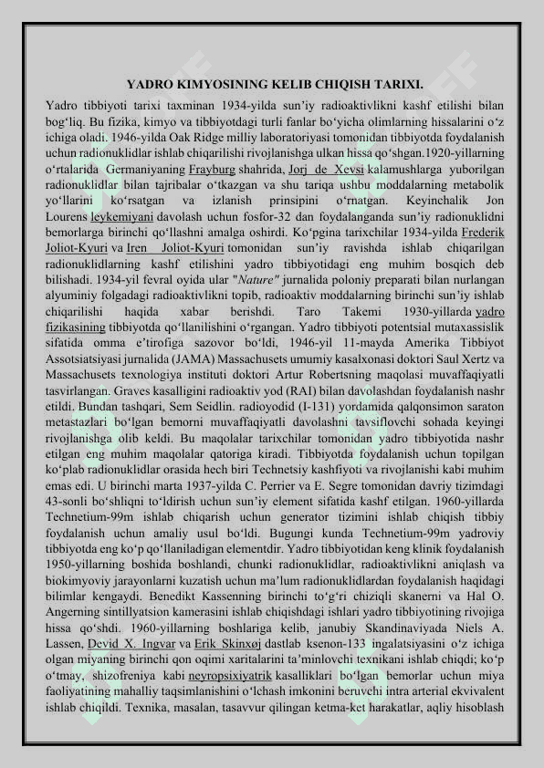 Yadro kimyosining tibbiyotdagi  o’rni 3