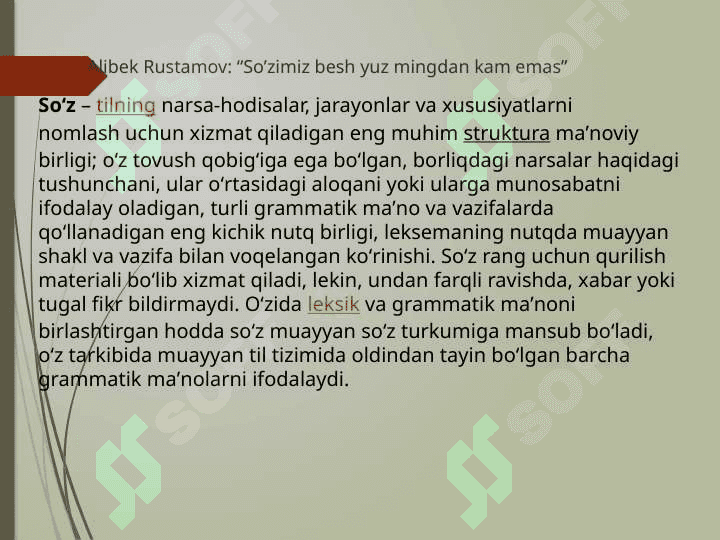 SO’Z XUSUSIDA SO’Z 2