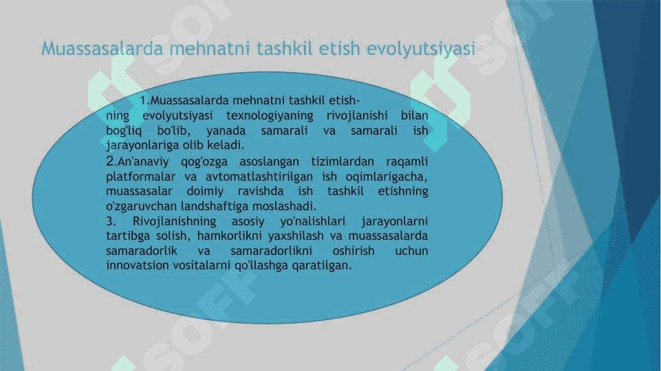 Muassasalarda ish yuritishni tashkil etish texnologiyasi ish yuritishni rivojlantirishnin asosiy yo’nalishlari 2