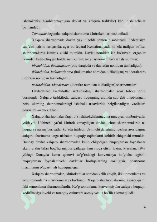 Xalqaro shartnomalarning shakli, tuzilishi 6