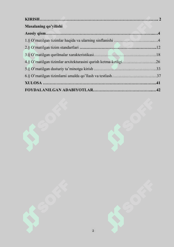 O`RNATILGAN TIZIMLARNING ASOSLARI 2