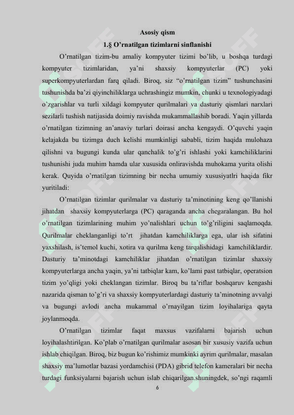 O`RNATILGAN TIZIMLARNING ASOSLARI 6