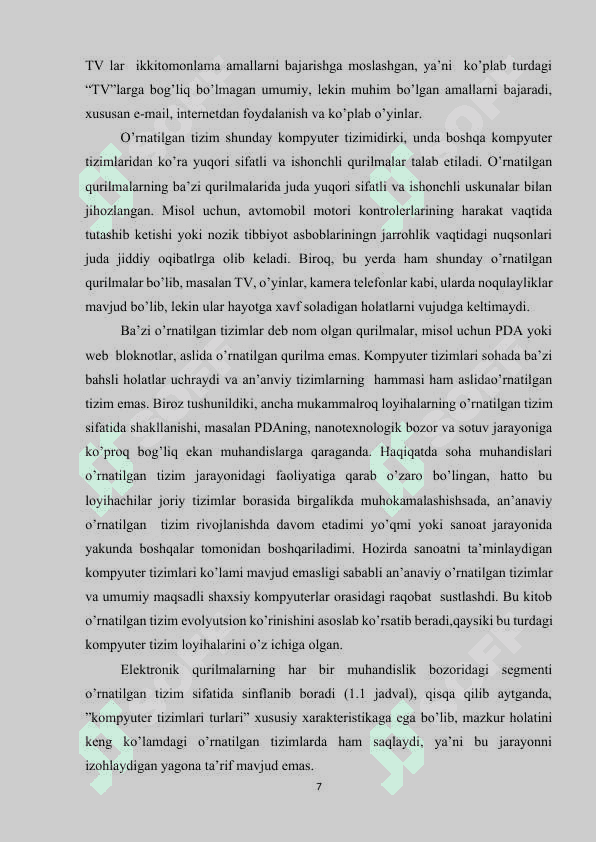 O`RNATILGAN TIZIMLARNING ASOSLARI 7