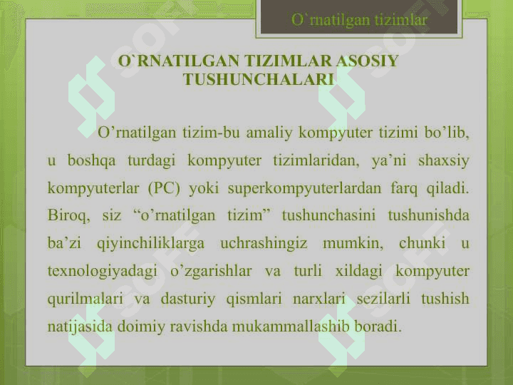 O`RNATILGAN TIZIMLARNING ASOSLARI 3